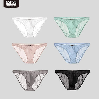 52025 Men's Ultra-Light Mini Briefs – Semi-Transparent, Silky-Soft Nylon, 3D Anatomical Pouch and Barely-There Comfort