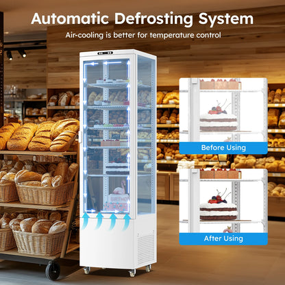 Commercial Refrigerator Display Case, Commercial Cake Refrigerator, Double-Layered Glass Fridge Bakery Cooler Interior LED Light