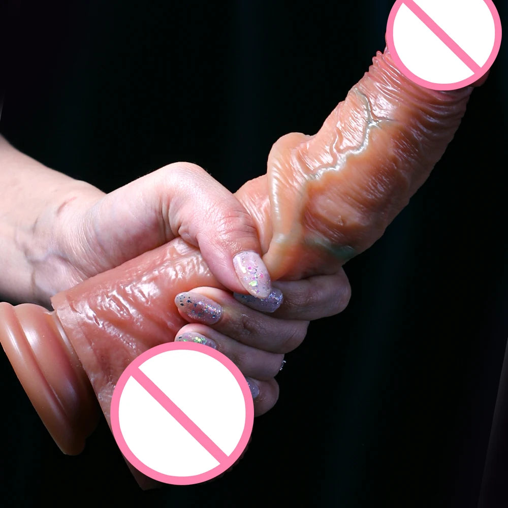 Super Realistic Dildo Sliding Foreskin Penis Penetration Anal Sex Toys Flexible Dick Dildos Sexy Adult Female Masturbation Toys