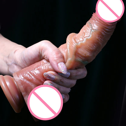 Super Realistic Dildo Sliding Foreskin Penis Penetration Anal Sex Toys Flexible Dick Dildos Sexy Adult Female Masturbation Toys