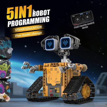 MOC 373PCS 5-in-1 Electric RC Wall Climbing Robot Model Building Blocks Set Children's Creative Puzzle Toy Gift Bulldozer Design