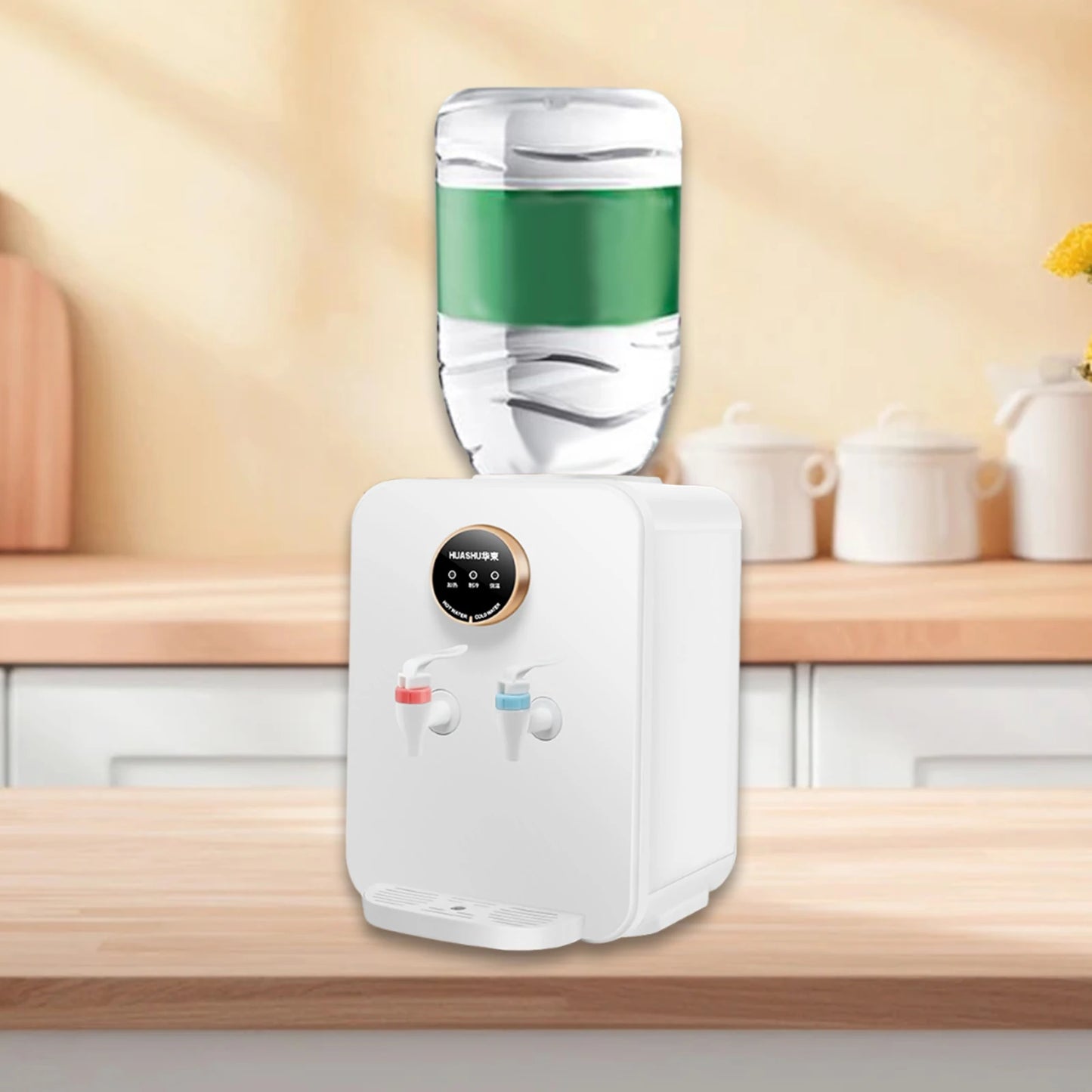 2 in 1 Counter Top Water Dispenser Easy to Use Portable Compact Top Loading Water Cooler Dispenser for Tent RV Dorm Small Place