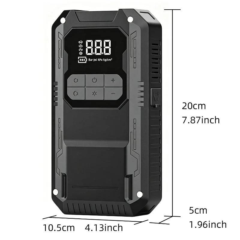Qenrix 4in1 Portable Jump Starter with 150PSI Cordless Air Pump, 12V Car Battery Booster, Digital Tire Inflator with LED Light