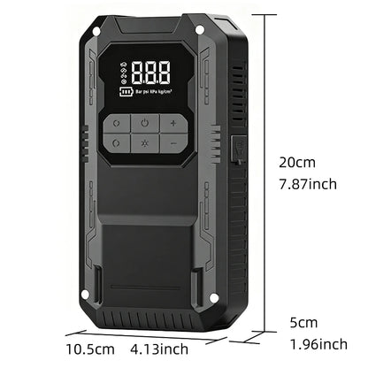 Qenrix 4in1 Portable Jump Starter with 150PSI Cordless Air Pump, 12V Car Battery Booster, Digital Tire Inflator with LED Light