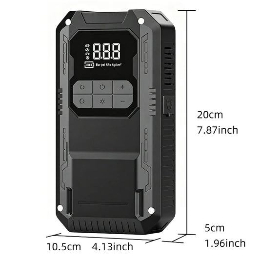 Qenrix 4in1 Portable Jump Starter with 150PSI Cordless Air Pump, 12V Car Battery Booster, Digital Tire Inflator with LED Light