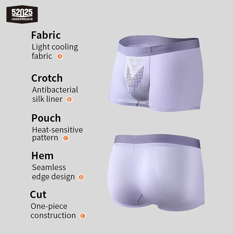 52025 Men's Ultra-Thin Boxers (3-Pack) – Feather-Light Ice-Silk Fabric, Color-Changing Pouch and Weightless Second-Skin Comfort