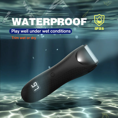 Men's Electric Groin & Body Hair Trimmer IPX6 Waterproof Shaver Body Grooming Clipper Bikini Epilator USB Rechargeable