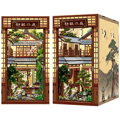 CUTEBEE Book Nook Kit 3D Wooden Puzzle DIY Bookend Insert Model Building Kit Laser Cut Precision Pieces for Home Decor Office