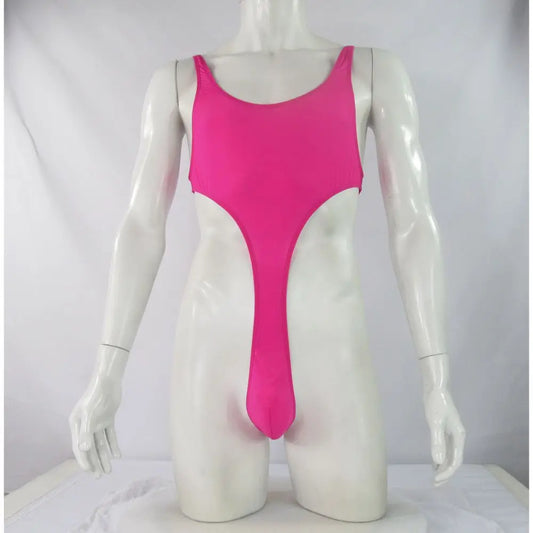 Mens G5672 bodysuit Thong Leotard High Cut Deep U Back Nylon spandex soft thin jersey semi c-thru