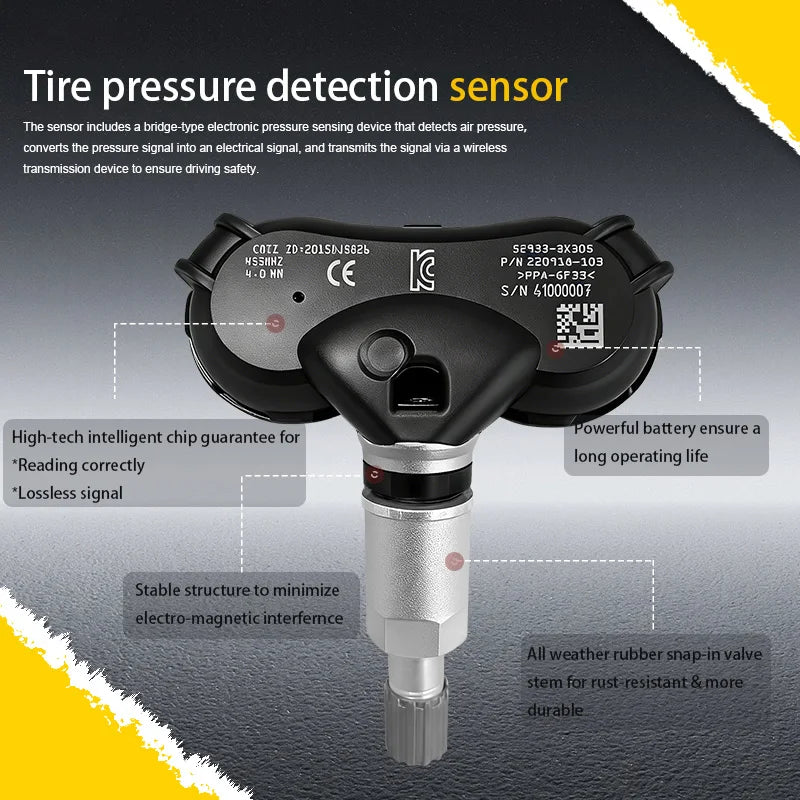 1/4PCS 433MHZ Tire Pressure Monitor System TPMS Fit For KIA K3 Pride Hyundai Avante Tucson Replacement For 529333X305