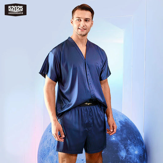 52025 Men’s 100% Mulberry Silk Pajama Set – Relaxed Fit, Natural Luxury and Exceptional Comfort. Pure Silk Loungewear