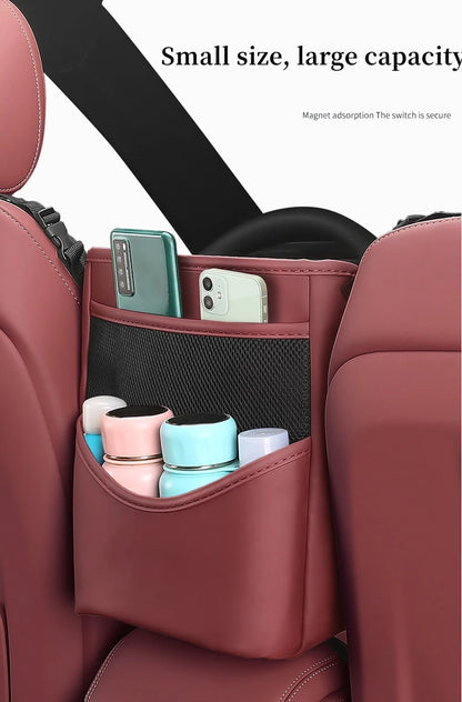Car Seat Middle Hanger Storage Bag PU Leather Universal Car Seat Gap Organizer Hanging Handbag Holder Net Pocket Stowing Tidying