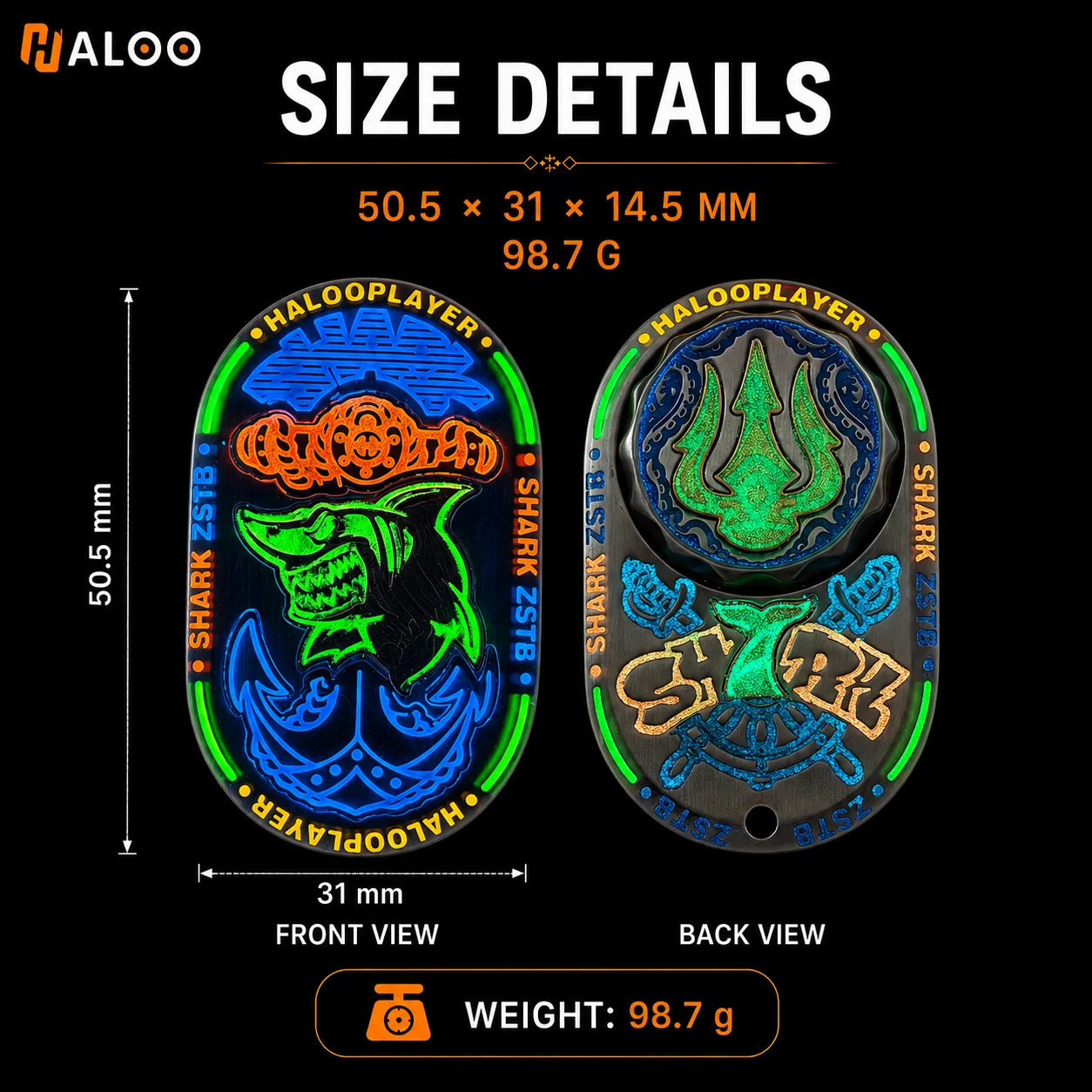 HALOOPLAYER noctilucent fidget slider sea shark pro custom version relieve stress EDC fidget spinner toys