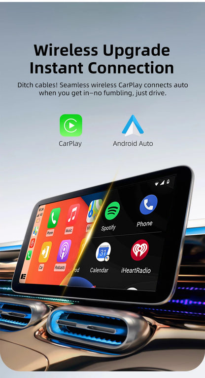 2-in-1 Wireless CarPlay Adapter Plug-and-Play for iPhone 6 and Android 11 above Auto Adapter with USB/USB-C Port Car Accessory
