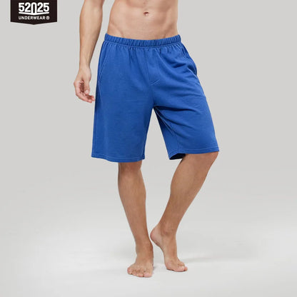 52025 Men's 100% Cotton Pajama Shorts – Relaxed Fit Lounge Shorts with Side Pockets and Breathable All-Day Comfort
