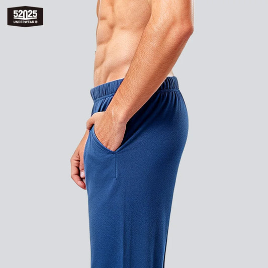 52025 Men's 100% Cotton Pajama Lounge Pants (2-Pack) – Relaxed Fit, Side Pockets and Breathable Everyday Comfort