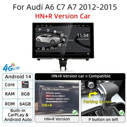 Android 14 Carplay Car Multimedia Player For Audi A6 C7 A7 2012~2018 Touch Screen 4G Music Stereo GPS Navi 8+256GB Auto Radio