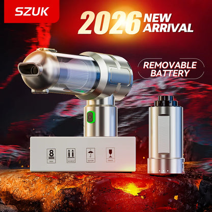 SZUK 2026 Mini Portable Vacuum Cleaner Handheld Powerful Wireless Car Vacuum Cleaner with LED Light