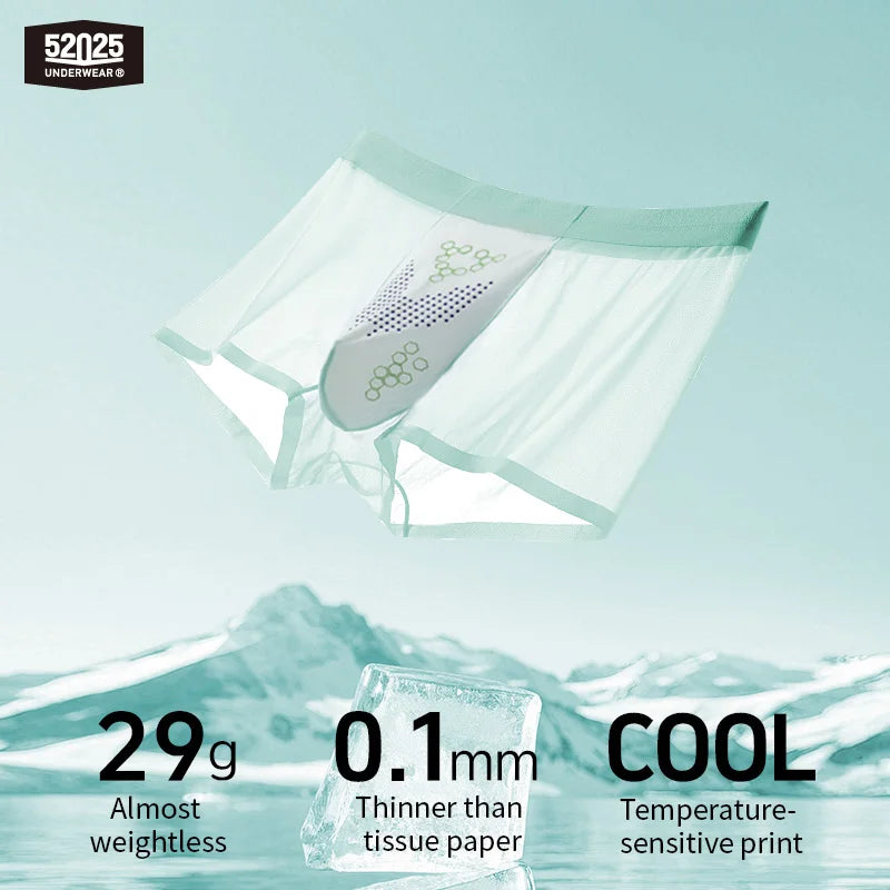 52025 Men's Ultra-Thin Boxers (3-Pack) – Feather-Light Ice-Silk Fabric, Color-Changing Pouch and Weightless Second-Skin Comfort