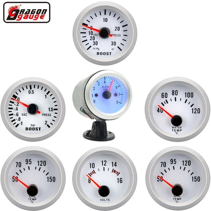 52mm (2 Inch) Car Modification Pointer Boost Water Temp Oil Temperature Meter Pressure Voltage Gauge Blue Backlight