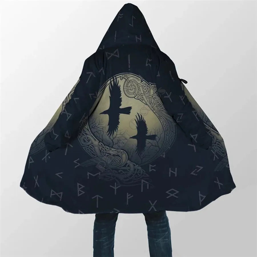 Yggdrasil - Norse Tree Of Life Cloak 3D Over Printed Hoodie Cloak for Men and Women Winter Fleece Wind Breaker Warm Hood Cloak