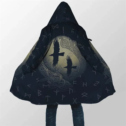 Yggdrasil - Norse Tree Of Life Cloak 3D Over Printed Hoodie Cloak for Men and Women Winter Fleece Wind Breaker Warm Hood Cloak