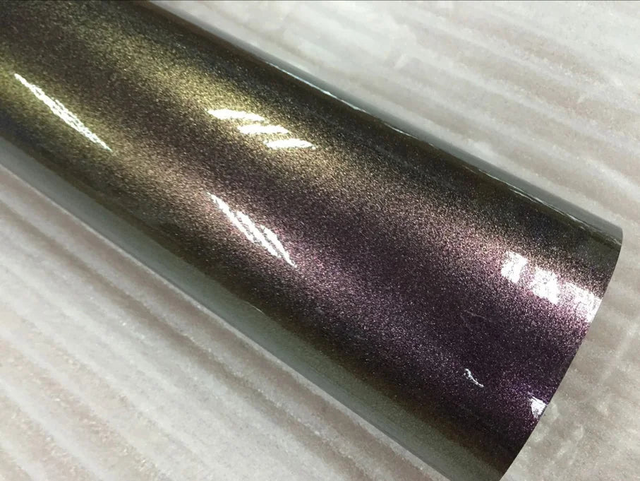 Premium Gloss Chameleon Pearl Glitter Metallic Green purple Vinyl Car Wrap Foil With Air Release Diamond Car Sticker Decal