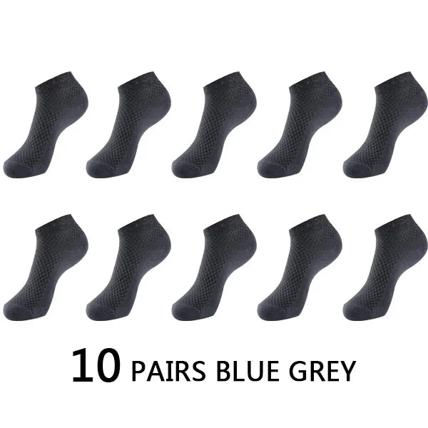 10Pairs/lot Bamboo Fiber Men Socks Large Size Short Ankle Business Black Male Meias Socks Breathable Men Plue Size EU38-48