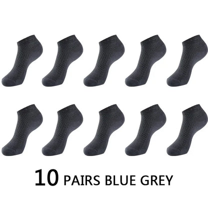 10Pairs/lot Bamboo Fiber Men Socks Large Size Short Ankle Business Black Male Meias Socks Breathable Men Plue Size EU38-48