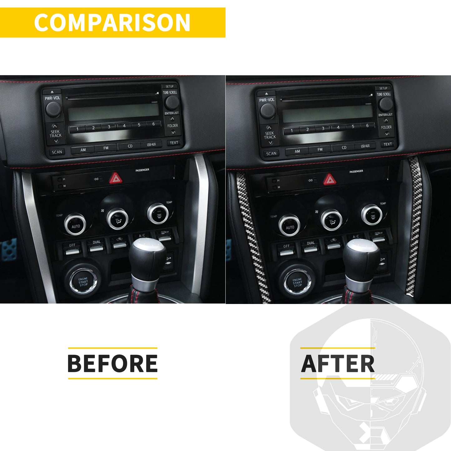 For Subaru BRZ Toyota 86 GT86 2017 2018 2019 Carbon Fiber Car Accessories Gear Shift Cup Holder Air Conditioning Trim Sticker