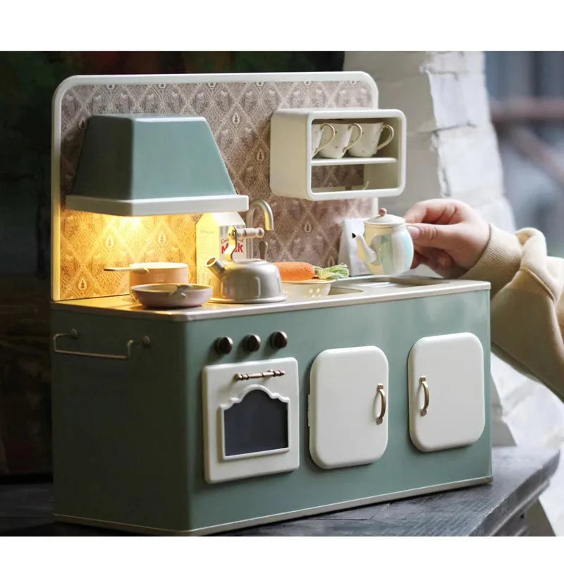 1:6 Doll House Model Furniture Accessories Iron Kitchen Set oven Table Chair Bjd Ob11 Gsc Blyth Soldier Lol Miniature Sence Prop