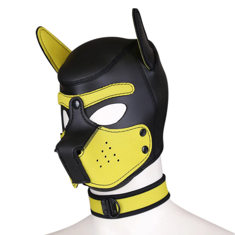 Party Masks Pup Puppy Play Dog Hood Sexy Neck Collar BDSM Bondage Kit Cosplay Full Head Ears Halloween Mask Sex Toy For Couples