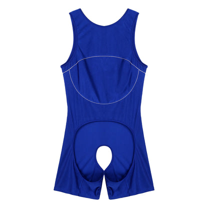 Sexy Mens Lingerie Open Crotchless Bodycon Bodysuit Male Body Shaper One-piece Open Butt Jumpsuit Wrestling Singlet Nightwear
