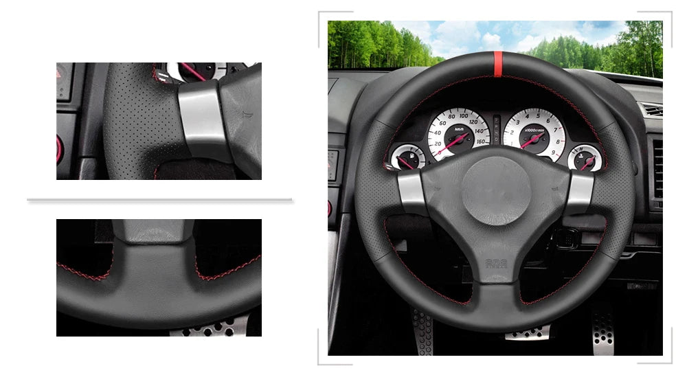 Black Faux Leather Car Steering Wheel Cover For Nissan 200SX S15 Silvia Skyline R34 GTR GT-R 1998 1999 2000 2001 2002