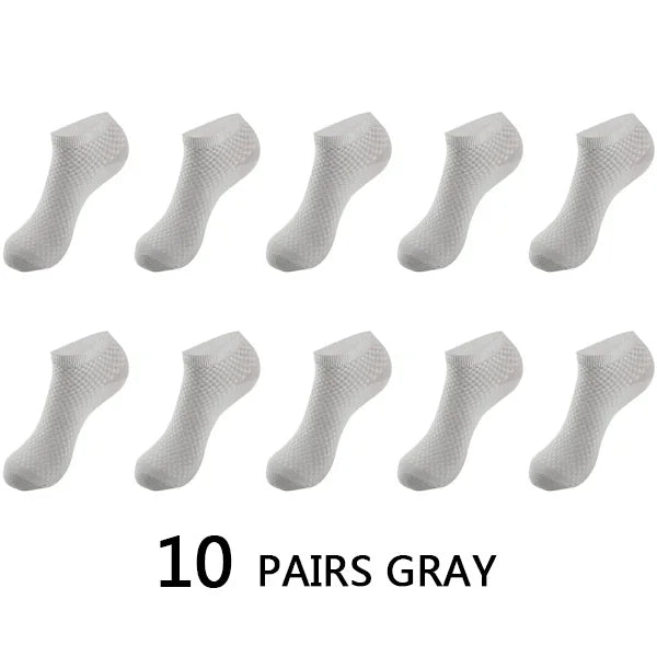 10Pairs/lot Bamboo Fiber Men Socks Large Size Short Ankle Business Black Male Meias Socks Breathable Men Plue Size EU38-48