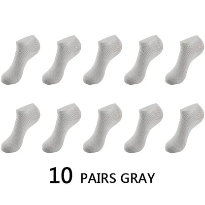 10Pairs/lot Bamboo Fiber Men Socks Large Size Short Ankle Business Black Male Meias Socks Breathable Men Plue Size EU38-48