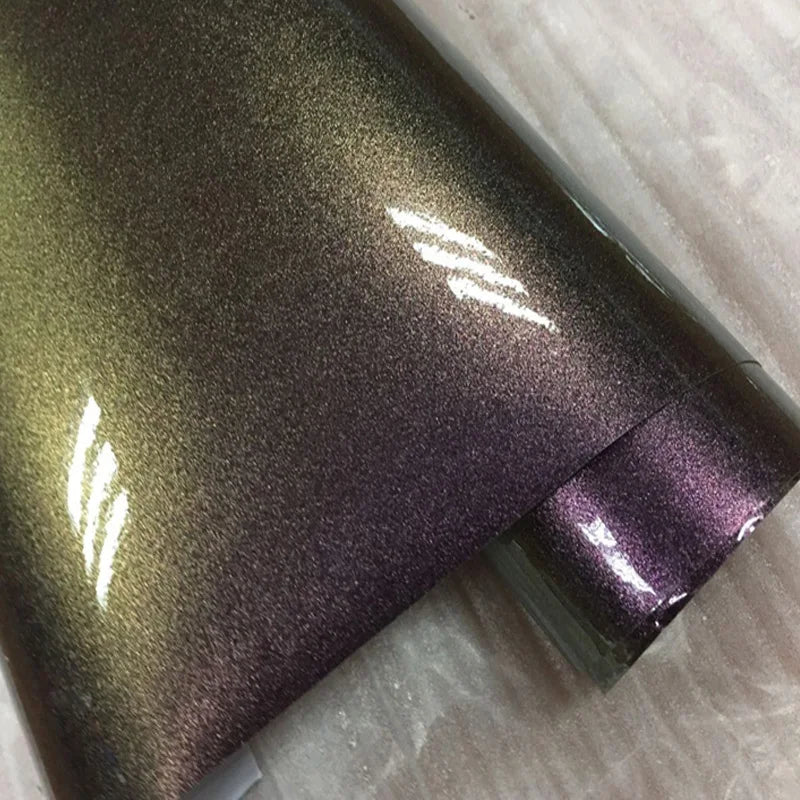 Premium Gloss Chameleon Pearl Glitter Metallic Green purple Vinyl Car Wrap Foil With Air Release Diamond Car Sticker Decal