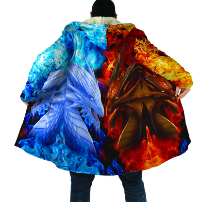 2021 Winter Mens Cloak skull and Dragon Armor Tattoo 3D Print Fleece Hooded cloak Unisex Casual Thick Warm cloak coat PF30