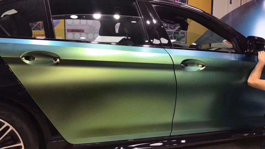Premium Gloss Chameleon Pearl Glitter Metallic Green purple Vinyl Car Wrap Foil With Air Release Diamond Car Sticker Decal