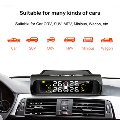 E-ACE Car Solar Tire Pressure TPMS Monitoring System Solar Power Digital tpms Display Security Alarm Tyre 4Wheel Pressure Sensor