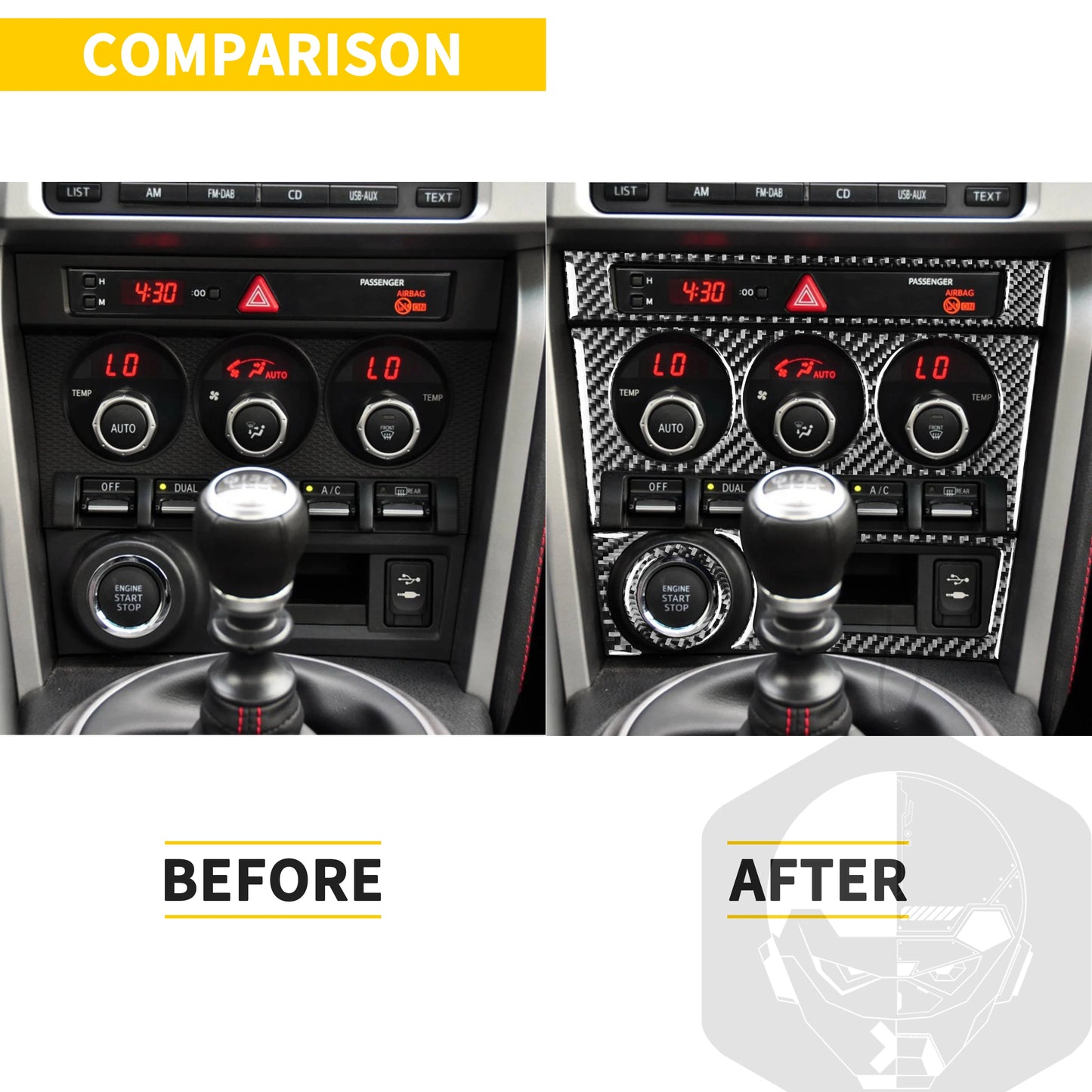 For Subaru BRZ Toyota 86 GT86 2017 2018 2019 Carbon Fiber Car Accessories Gear Shift Cup Holder Air Conditioning Trim Sticker