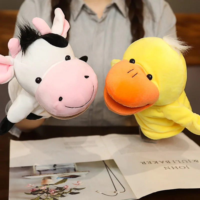 Soft Stuffed Toy Doll Animal Plush Doll Educational Baby Toys Lion Elephant Monkey Giraffe Tiger Bunny Kawaii Hand Finger Puppet