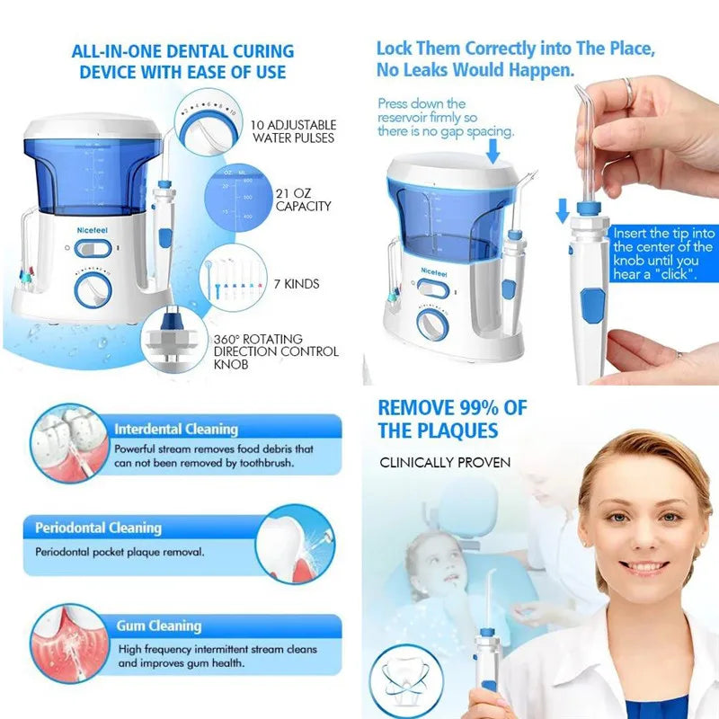 Nicefeel Ultra Countertop Water Flosser Household Oral Irrigator Oral Dental Teeth Cleaner Pick Spa Tooth Care Clean For Family