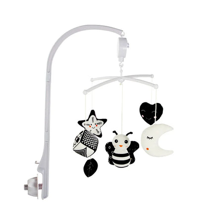 Animal Music Box Black and White Bed Bell Toy Baby Crib Rattles Baby Toys 0-12 Months Infant Clockwork Toy Mobile Newborn Toys