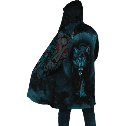 Winter Fashion Mens Hooded cloak Lion Tattoo Wolf 3D Printing Thick Fleece wind breaker Unisex Casual Warm Hood cloak DP04