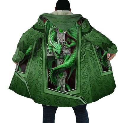 2021 Winter Mens Cloak skull and Dragon Armor Tattoo 3D Print Fleece Hooded cloak Unisex Casual Thick Warm cloak coat PF30