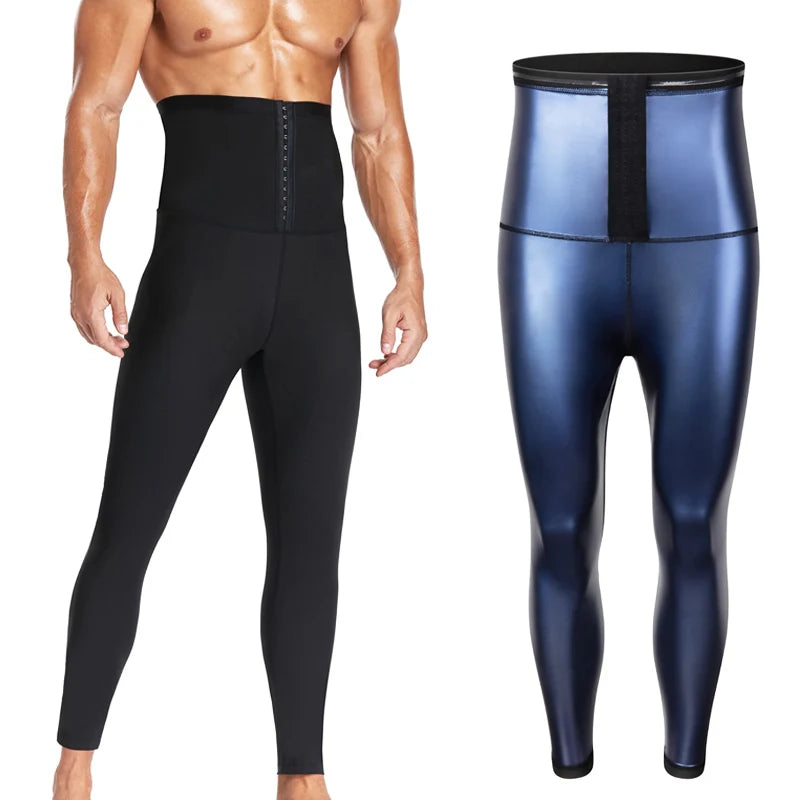 Mens Body Shaper Abdomen Reducer Thermo Sauna Sweat Pants Waist Trainer Fat Burning Male Shapewear Fitness Leggings Leg Slimmer