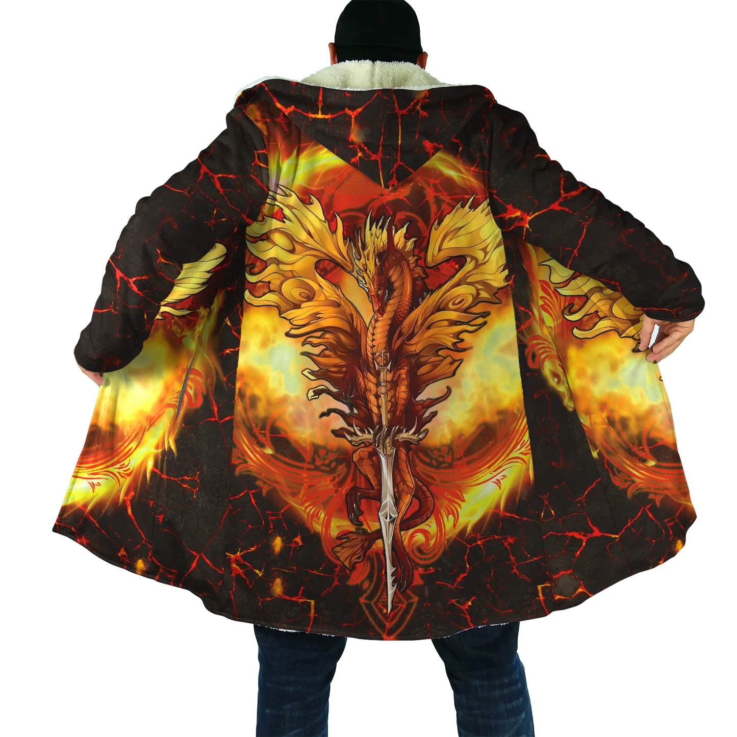 2021 Winter Mens Cloak skull and Dragon Armor Tattoo 3D Print Fleece Hooded cloak Unisex Casual Thick Warm cloak coat PF30