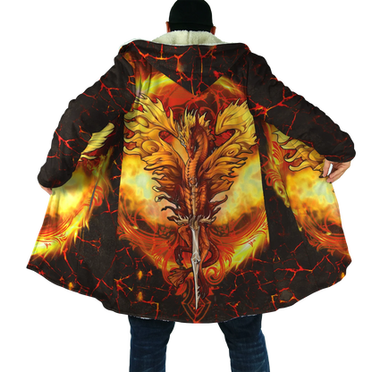 2021 Winter Mens Cloak skull and Dragon Armor Tattoo 3D Print Fleece Hooded cloak Unisex Casual Thick Warm cloak coat PF30