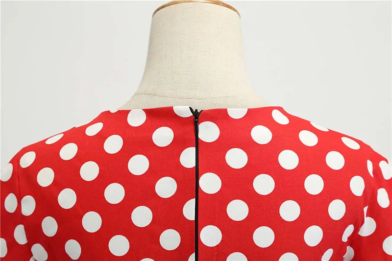 Women's Polka Dot Summer Midi Dress Square Collar Short Sleeve Elegant Vintage Casual Party Holiday Wear